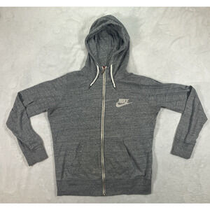 Nike Womens Full Zip Long Sleeve Heathered Gray Hoodie SZ XL Red Tag Drawstring